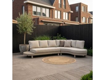 Santorini organische hoek loungeset 5 personen | aluminium | beige | 2-delig - 322x205cm