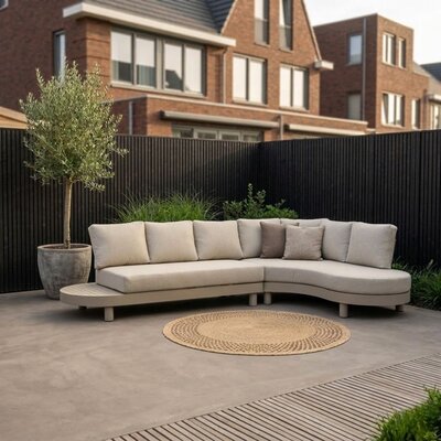Santorini organische hoek loungeset 5 personen | aluminium | beige | 2-delig - 205x117cm