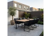 Arezzo/Portofino zwart dining tuinset | 6 personen | polwood + touw | 200cm