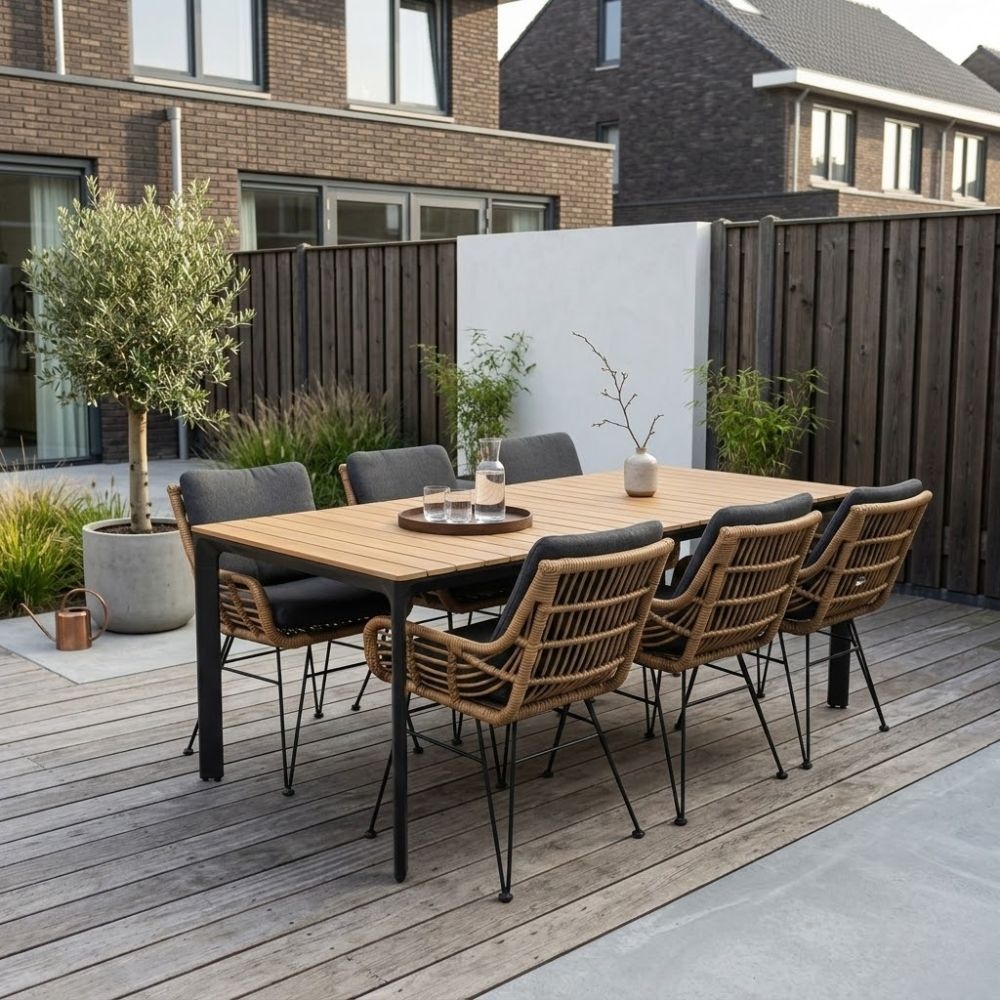 Arezzo dining tuintafel 6 personen | polywood + aluminium | Natural Wood | 200cm