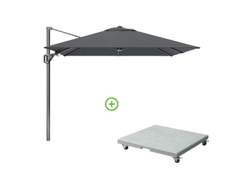 Voyager T² zweefparasol | 270x270cm met Rocca parasolvoet 90kg | antraciet