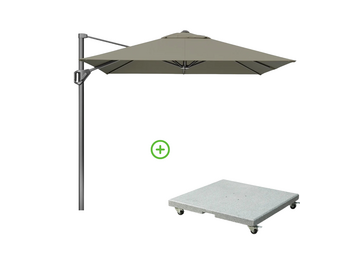 Voyager T¹ zweefparasol | 250x250cm met Rocca parasolvoet 90kg | taupe