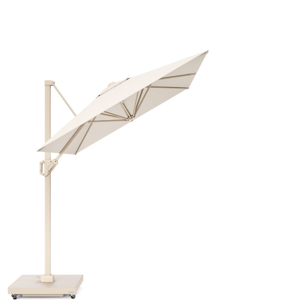 Voyager T¹ zweefparasol | 250x250cm met Rocca parasolvoet 90kg | Ivory/Sandstone