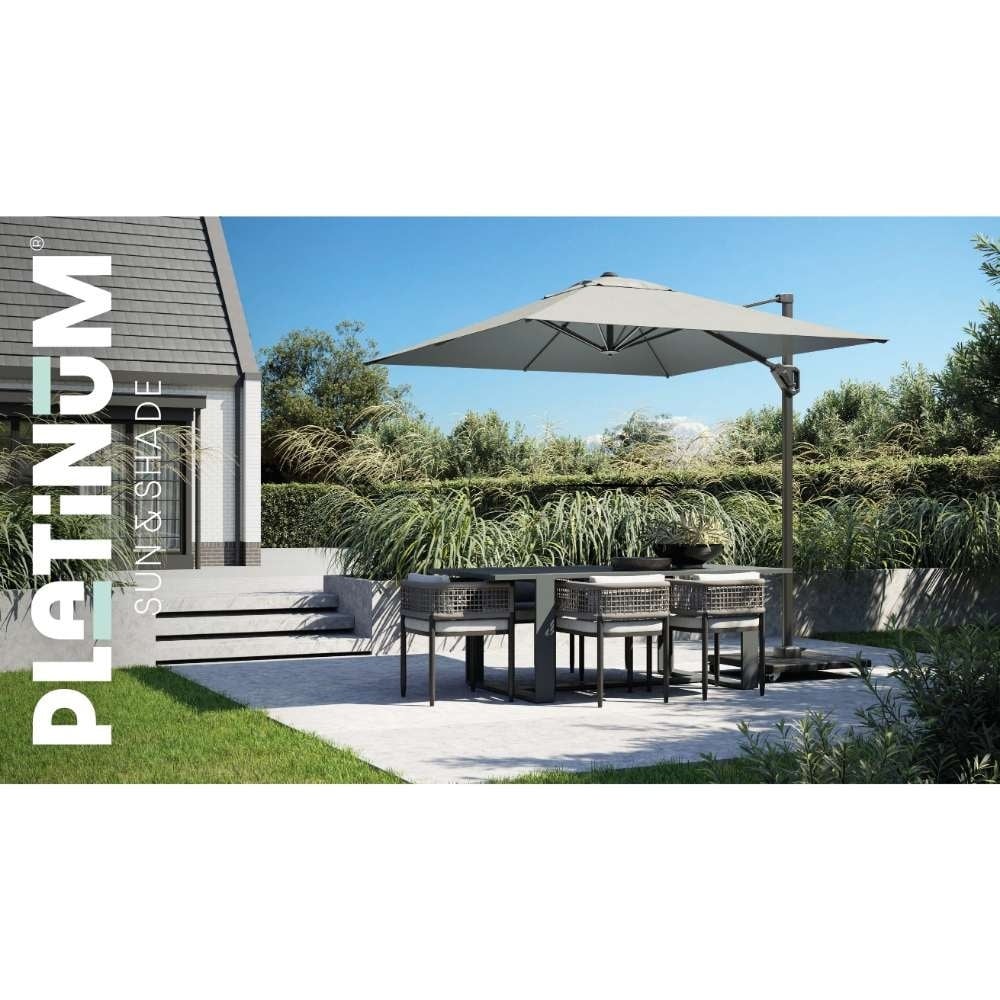 Voyager T¹ zweefparasol | 250x250cm met Rocca parasolvoet 90kg | Ivory/Sandstone