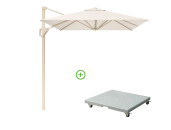 Voyager T¹ zweefparasol | 250x250cm met Rocca parasolvoet 90kg | Ivory/Sandstone