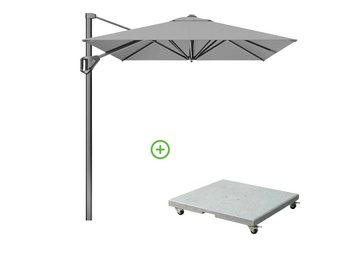 Voyager T¹ zweefparasol | 250x250cm met Rocca parasolvoet 90kg | grijs