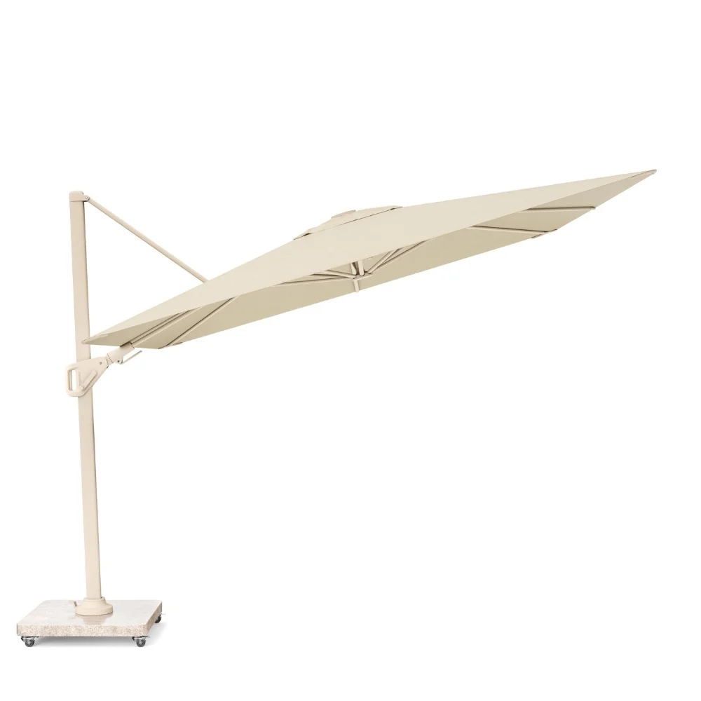 Nexus T² zweefparasol - premium doek | 300x300 met Rocca parasolvoet 90kg | Champagne/Sandstone