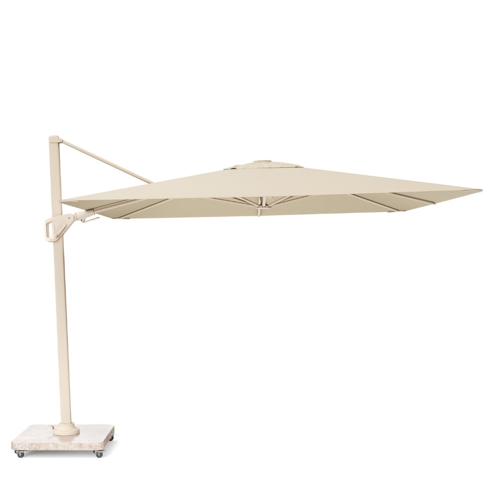 Nexus T² zweefparasol - premium doek | 300x300 met Rocca parasolvoet 90kg | Champagne/Sandstone afbeelding