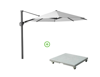 Challenger T² zweefparasol | Ø350cm rond met Rocca parasolvoet 90kg | wit