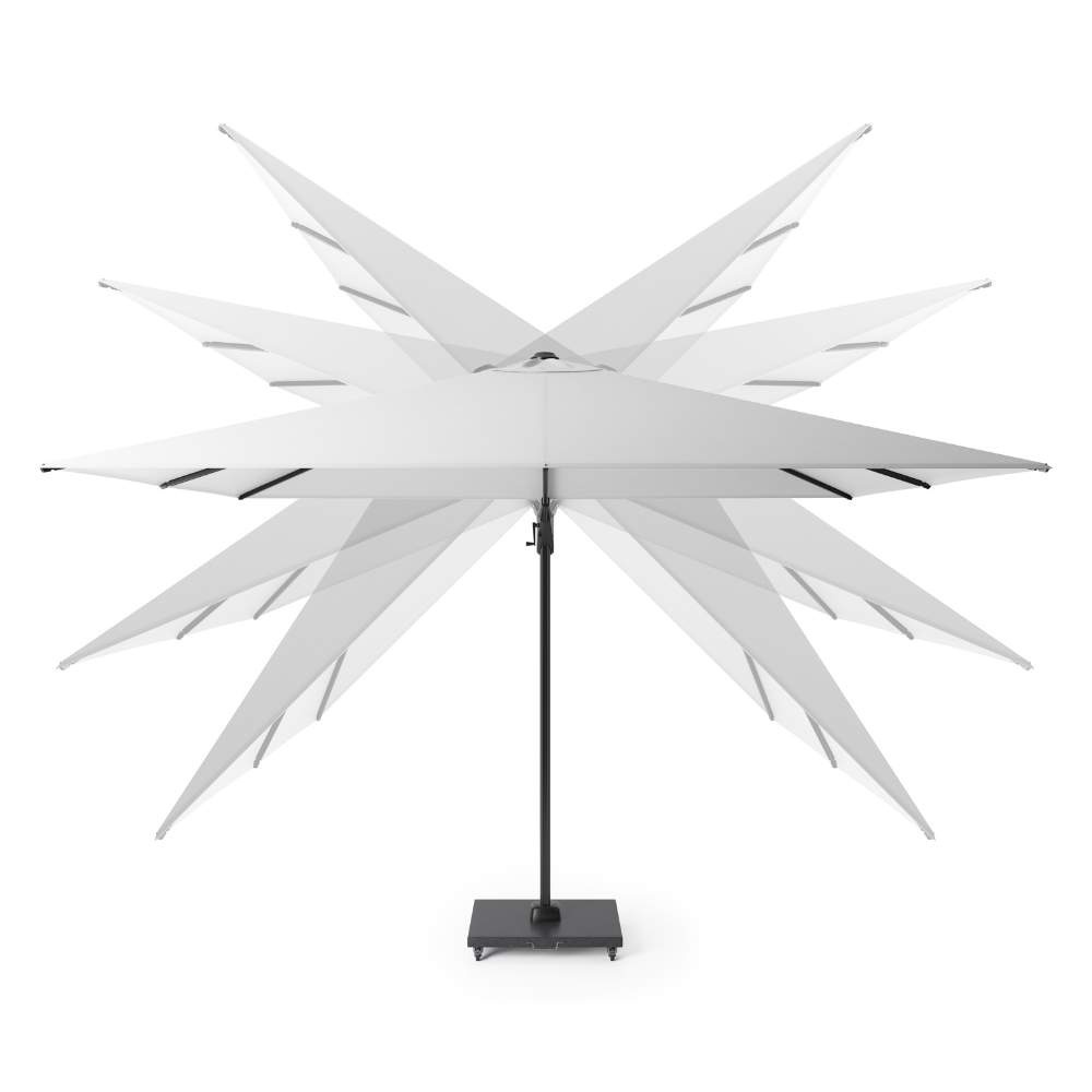 Challenger T² zweefparasol | Ø350cm rond met Rocca parasolvoet 90kg | Light Grey