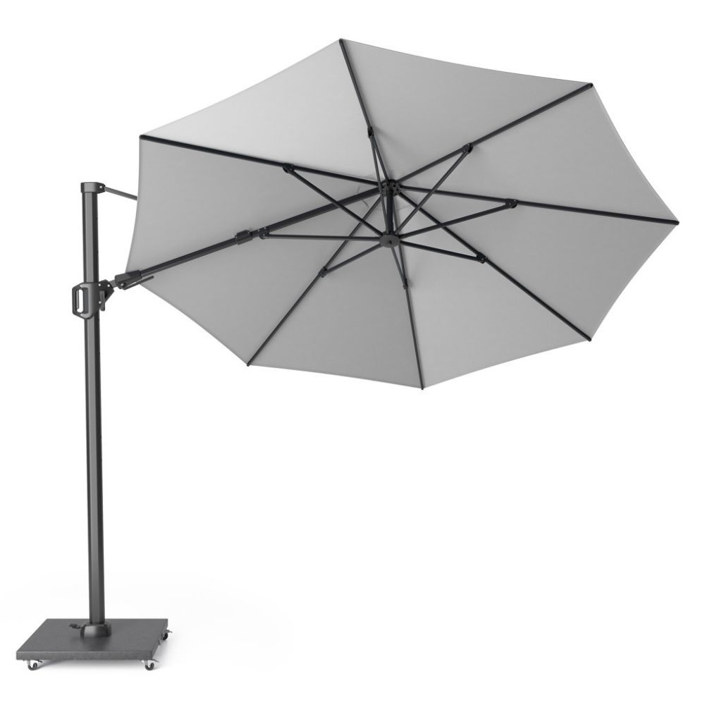 Challenger T² zweefparasol | Ø350cm rond met Rocca parasolvoet 90kg | Light Grey