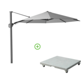 Challenger T² zweefparasol | Ø350cm rond met Rocca parasolvoet 90kg | Light Grey
