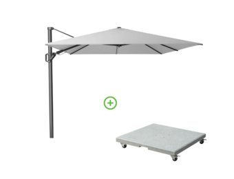 Challenger T² zweefparasol | 350x260cm met Rocca parasolvoet 90kg | Light Grey