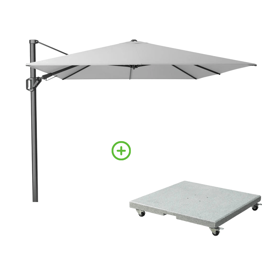 Challenger T² zweefparasol | 350x260cm met Rocca parasolvoet 90kg | Light Grey afbeelding