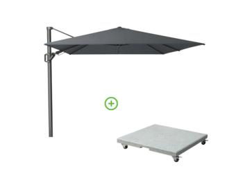 Challenger T² zweefparasol | 350x260cm met Rocca parasolvoet 90kg | antraciet