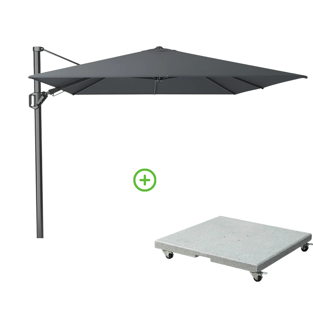 Challenger T² zweefparasol | 350x260cm met Rocca parasolvoet 90kg | antraciet