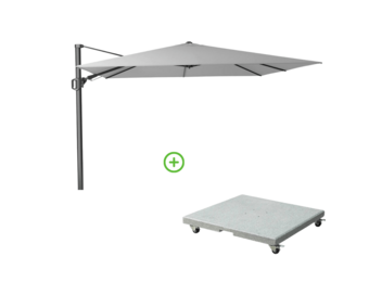 Challenger T² zweefparasol | 300x300cm met Rocca parasolvoet 90kg | wit
