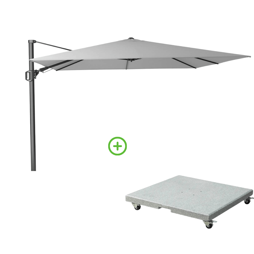 Challenger T² zweefparasol | 300x300cm met Rocca parasolvoet 90kg | wit afbeelding