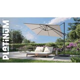 Challenger T² zweefparasol | 300x300cm met Rocca parasolvoet 90kg | Light Grey
