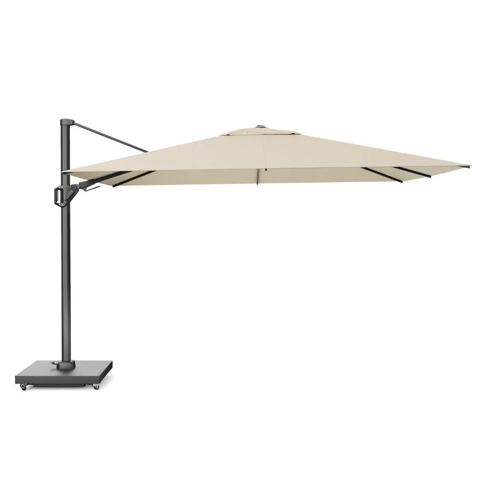 Challenger T² zweefparasol - premium doek | 350x260cm met Rocca parasolvoet 90kg | Champagne