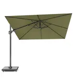 Challenger T² zweefparasol - premium doek | 300x300cm met Rocca parasolvoet 90kg | Lush Green