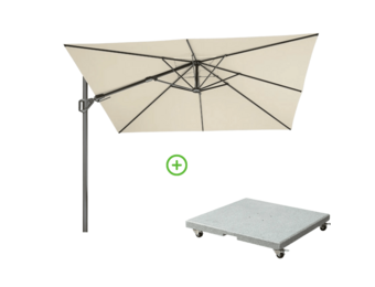 Challenger T² zweefparasol - premium doek | 300x300cm met Rocca parasolvoet 90kg | Champagne