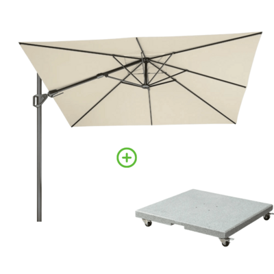 Challenger T² zweefparasol - premium doek | 300x300cm met Rocca parasolvoet 90kg | Champagne
