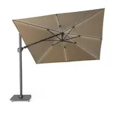 Challenger T² Glow zweefparasol | 300x300cm met Rocca parasolvoet 90kg | taupe