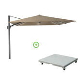 Challenger T² Glow zweefparasol | 300x300cm met Rocca parasolvoet 90kg | taupe