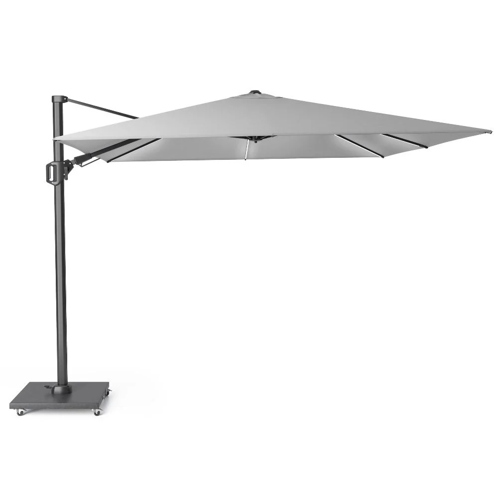 Challenger T² Glow zweefparasol | 300x300cm met Rocca parasolvoet 90kg | Light Grey