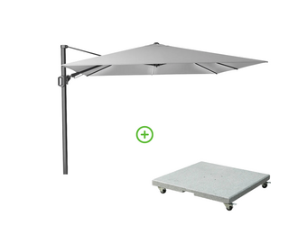 Challenger T² Glow zweefparasol | 300x300cm met Rocca parasolvoet 90kg | Light Grey