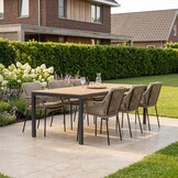 Delta/Seville zand dining tuinset | 6 personen | teakhout + aluminium | 220cm