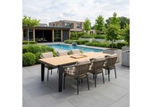 Vigo/Dakota beige/antraciet dining tuinset | 6 personen | teakhout + touw | 260cm