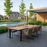 Vigo/Tulum Sahara Dust dining tuinset | 6 personen | teakhout + touw | 260cm