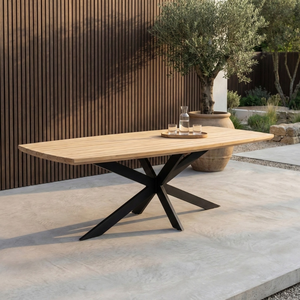 Salo/Madrid Ash Grey dining tuinset | 6 personen | hardhout + wicker | 240cm