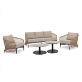 Vienna stoel-bank loungeset 5 personen incl. tafels | wicker + aluminium | zand | 6-delig