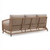 Vienna stoel-bank loungeset 5 personen incl. tafels | wicker + aluminium | zand | 6-delig