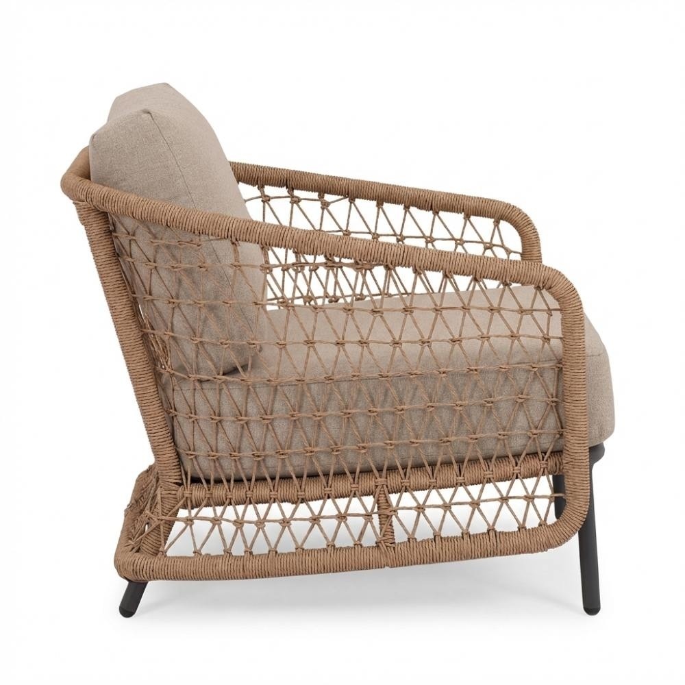 Vienna stoel-bank loungeset 5 personen incl. tafel 75cm | wicker + aluminium | zand | 5-delig