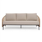 Vienna stoel-bank loungeset 5 personen incl. tafel 75cm | wicker + aluminium | zand | 5-delig