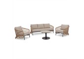 Vienna stoel-bank loungeset 5 personen incl tafel 60cm | wicker + aluminium | zand | 5-delig