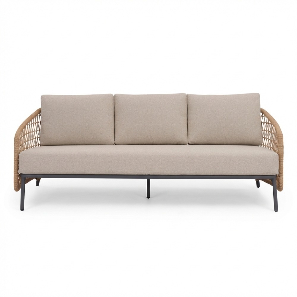 Vienna stoel-bank loungeset 5 personen incl tafel 60cm | wicker + aluminium | zand | 5-delig