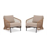 Vienna loungestoel tuin set van 2 | wicker + aluminium | zand