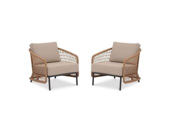 Vienna loungestoel tuin set van 2 | wicker + aluminium | zand