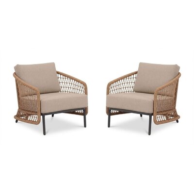 Vienna loungestoel tuin set van 2 | wicker + aluminium | zand