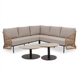 Vienna hoek loungeset 5 personen incl. tafels | wicker + aluminium | zand | 6-delig - 223x223cm