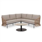 Vienna hoek loungeset 5 personen incl. tafel 75cm | wicker + aluminium | zand | 5-delig - 223x223cm