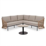 Vienna hoek loungeset 5 personen incl. tafel 60cm | wicker + aluminium | zand | 5-delig - 223x223cm