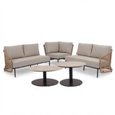Vienna hoek loungeset 5 personen incl. tafels | wicker + aluminium | zand | 6-delig - 223x223cm