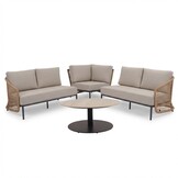 Vienna hoek loungeset 5 personen incl. tafel 75cm | wicker + aluminium | zand | 5-delig - 223x223cm