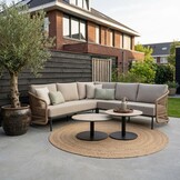 Vienna hoek loungeset 5 personen incl. tafels | wicker + aluminium | zand | 6-delig - 223x223cm